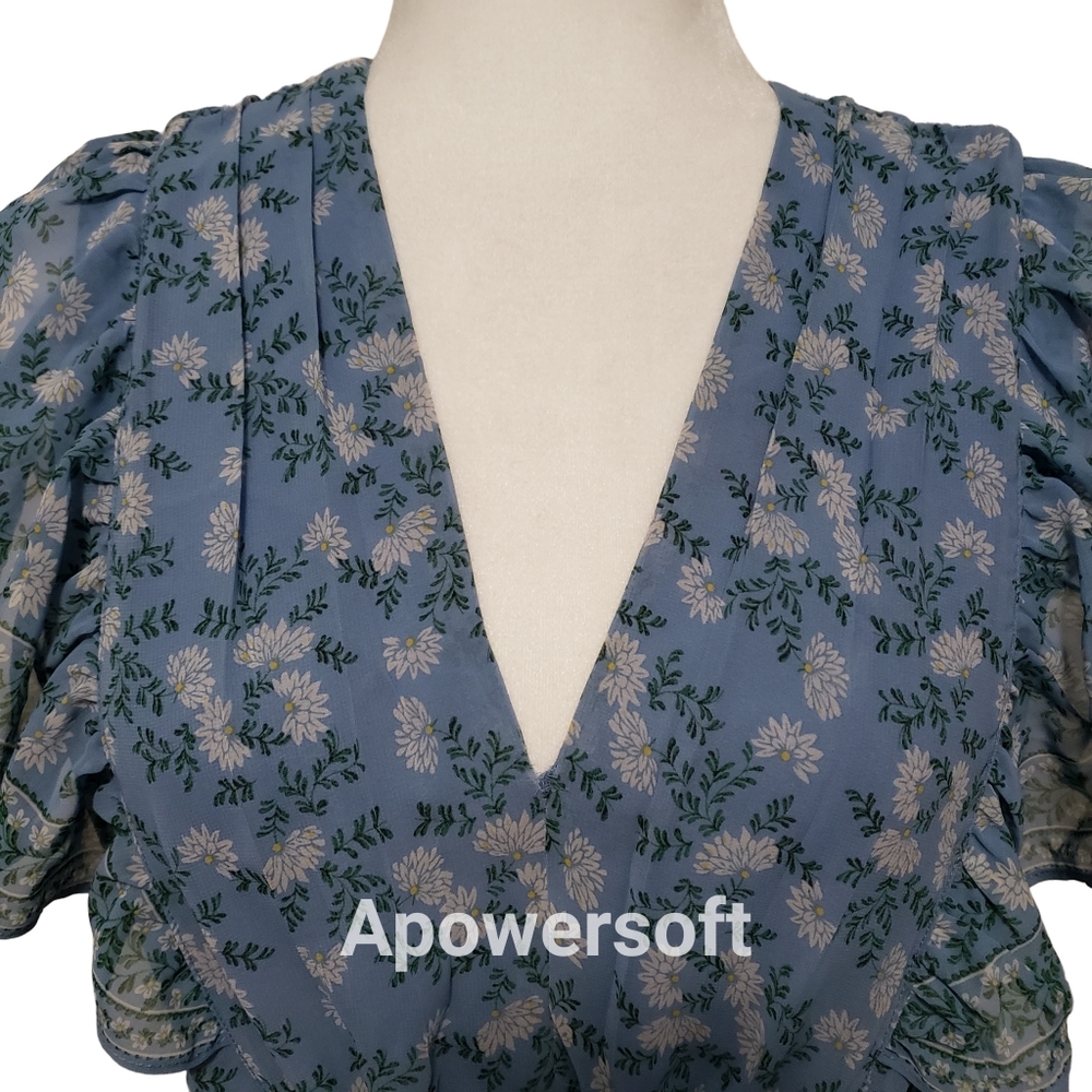 Max Studio Blue Floral Summer Maxi Hi-Low Dress - Picture 5 of 11